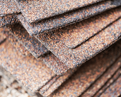 Illustration showcasing the different types of asphalt shingles.